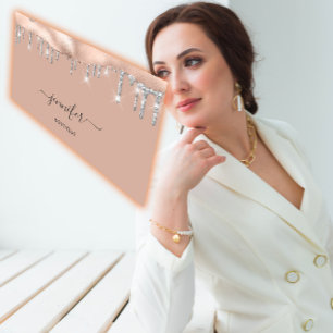 Cartão De Visita Drives de Glitter Silver Silver de Código QR do Co