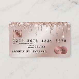 Cartão De Visita Drives de Rosa Dourada Glitter Estimulados com Car