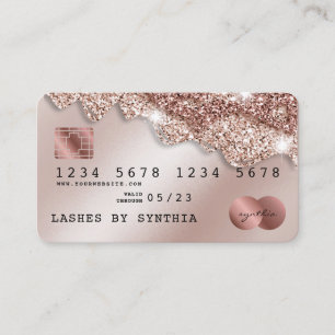 Cartão De Visita Drives de Rosa Dourada Glitter Estimulados com Car
