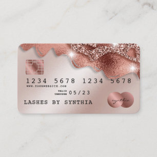 Cartão De Visita Drives de Rosa Dourada Glitter Estimulados com Car
