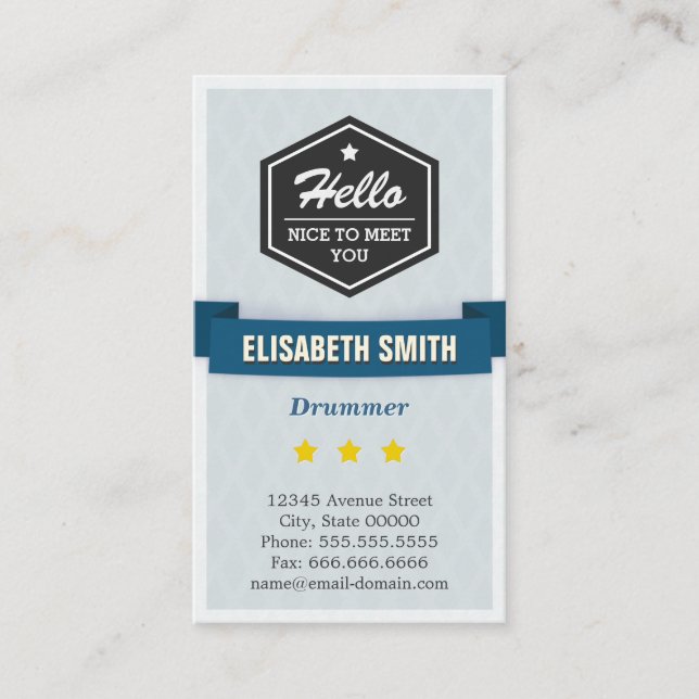 Cartão De Visita Drummer - Na moda de retroalimentação criativa (Frente)