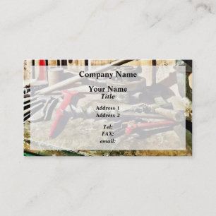 Cartão De Visita Duas Chaves de Fenda Vermelhas na Bancada de Traba