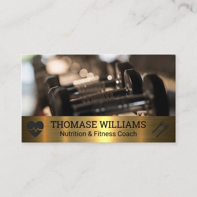 Cartão De Visita Dumbbeldes | Malhação | Metálico (Frente)