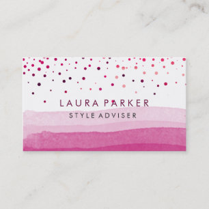 Cartão De Visita Duna Rosa Rosa Elegante Aquarela Confetti