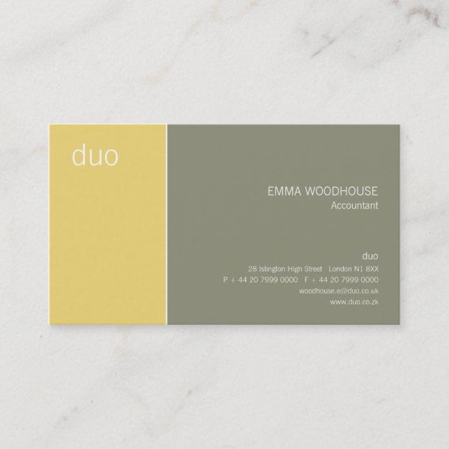 Cartão De Visita Duo cinzento & amarelo (Frente)