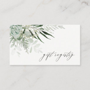 Cartão De Visita Dusky Leafy Fern Succulent Wedding Gift Registry