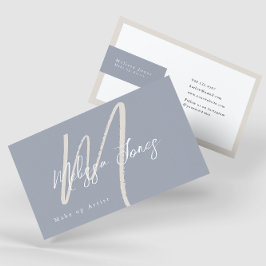 Cartão De Visita Dusty Blue e Tan Elegante Minimalista