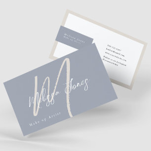 Cartão De Visita Dusty Blue e Tan Elegante Minimalista