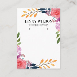 Cartão De Visita Earração de Jewelry Holder ・ Watercolor Floral