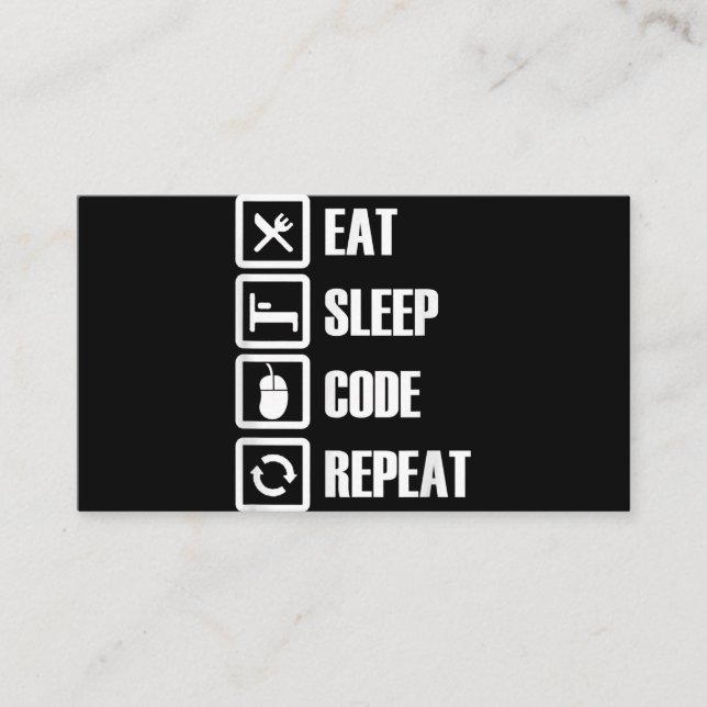 Cartão De Visita Eat Sleep Code Repetir Engenheiro de programação d (Frente)