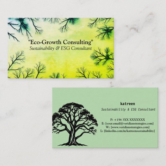 Cartão De Visita Eco-Growth Business Card (Frente/Verso)