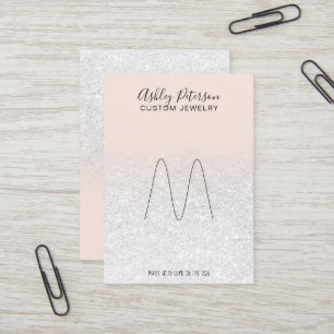 Cartão De Visita Ecrã de anel de joias branco-rosado