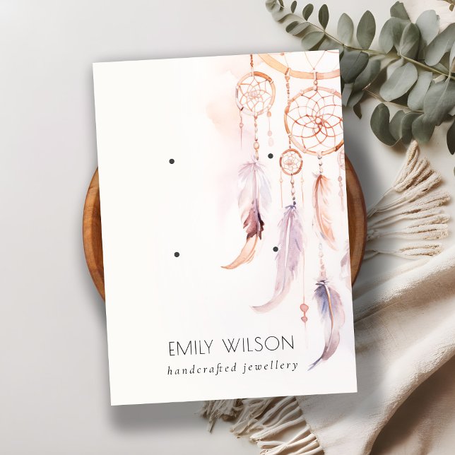 Cartão De Visita Ecrã do Boho Dreamcatcher Watercolor 2 (Criador carregado)