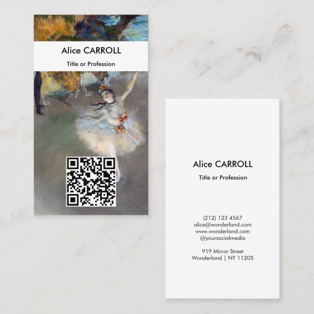Cartão De Visita Edgar Degas - A Estrela - Código QR (Frente/Verso)