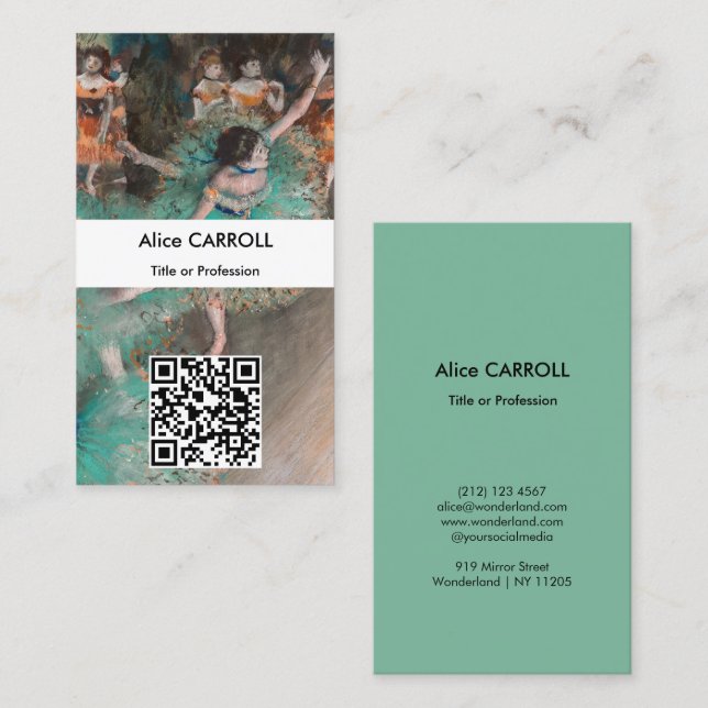 Cartão De Visita Edgar Degas - Dançarina Balançando - Código QR (Frente/Verso)