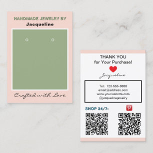 Cartão De Visita Edição de Códigos QR para Brincos Blush Sage nas R