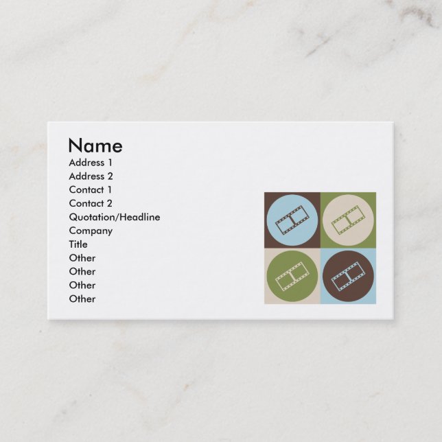 Cartão De Visita Edição do vídeo do pop art (Frente)