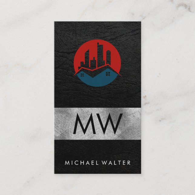 Cartão De Visita Edifícios de arquitetura doméstica | Couro (Frente)