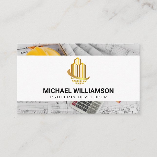 Cartão De Visita Edifícios Dourados do Céu | Esquemas (Frente)