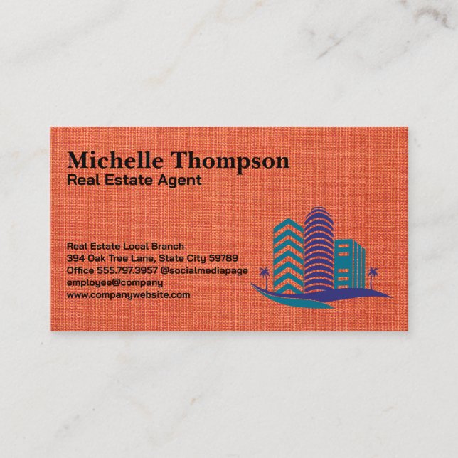 Cartão De Visita Edifícios Modernos de Imóveis | Textura de Tecido  (Frente)