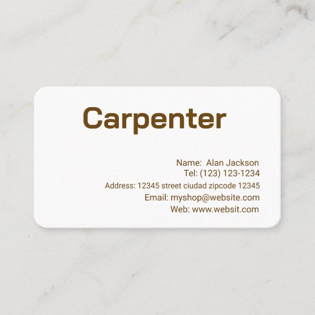 cartão de visita editável de CARPENTER (Frente)