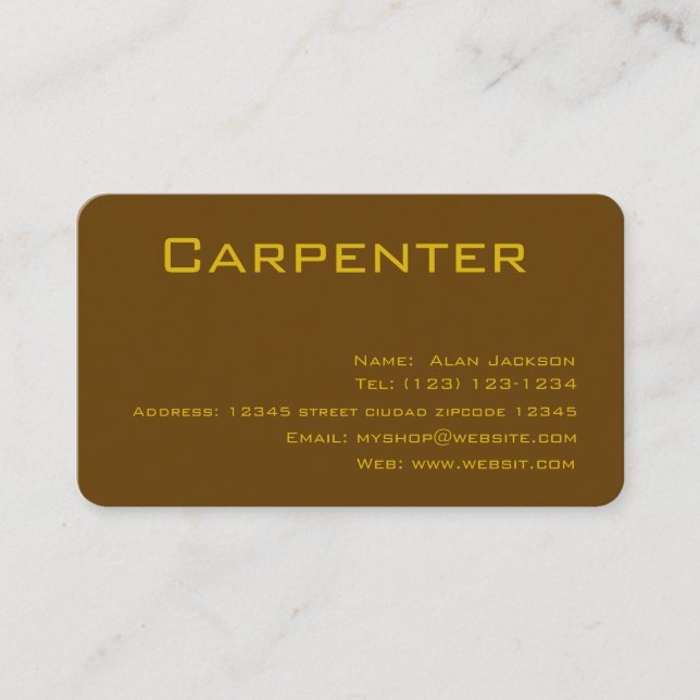 cartão de visita editável de CARPENTER (Frente)