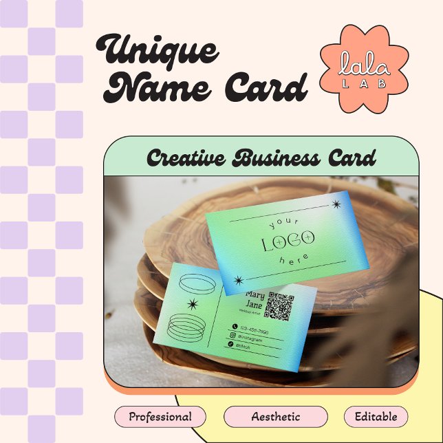 Cartão de visita editável de tendência de gradient (Criador carregado)