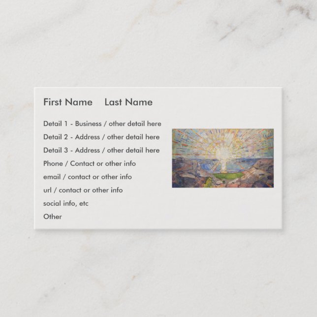 Cartão De Visita Edvard Munch Mural Painting The Sun (Solen) (1911) (Frente)