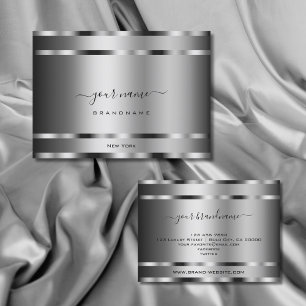 Cartão De Visita Efeito Cromo Elegante Cores Prateadas Profissionai