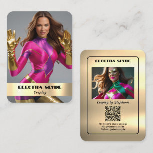 Cartão De Visita Efeito de Metal Premium Cosplay Coscard Código Q