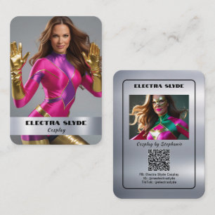 Cartão De Visita Efeito de Metal Premium Cosplay Coscard Código Q