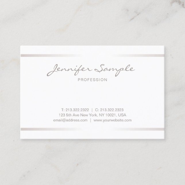 Cartão De Visita Efeito de prata liso moderno elegante profissional (Frente)