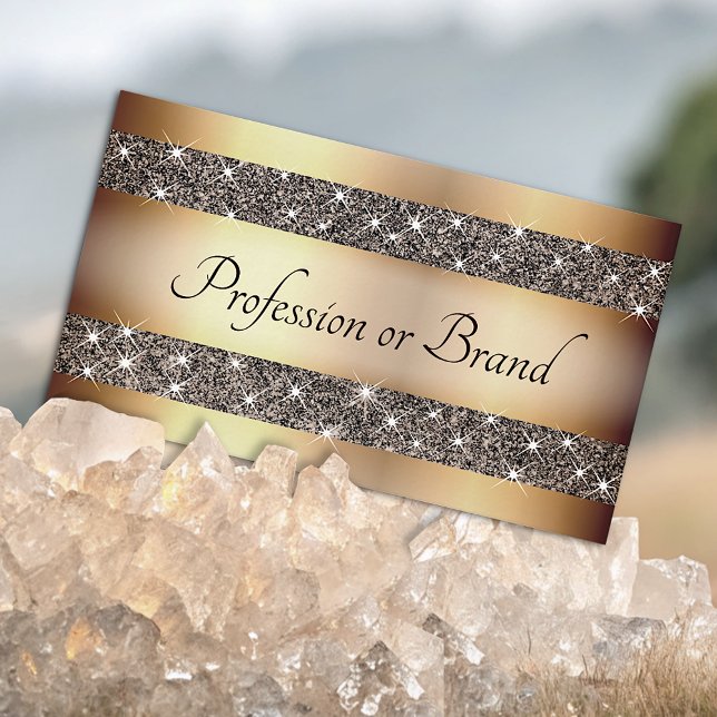 Cartão De Visita Efeito Dourado de luxo com estrelas de brilho no O (Criador carregado)