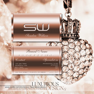 Cartão De Visita Efeito Dourado Elegante Faux 3D Optics Monograma