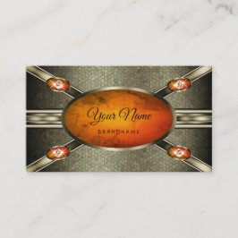 Cartão De Visita Efeito prateado com mármore laranja apanhador de o