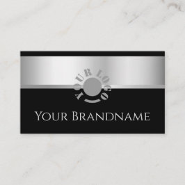 Cartão De Visita Efeito Prateado da Tendência e Logotipo Personaliz