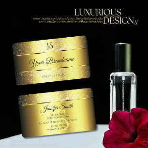 Cartão De Visita Efeitos Dourados de glamour Brilhante com Iniciais