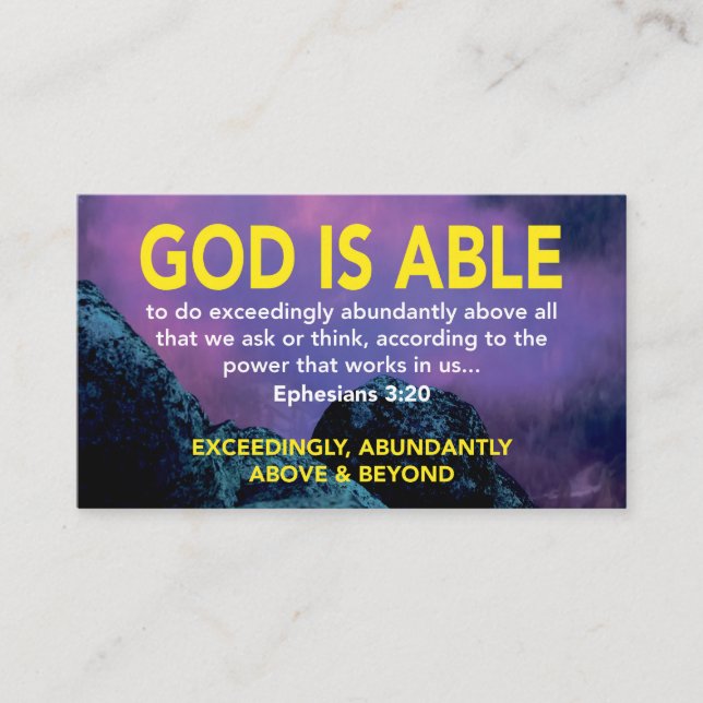 Cartão De Visita Efesianos 3:20 | DEUS É CAPAZ DE ULTRAPASSAR A Esc (Frente)