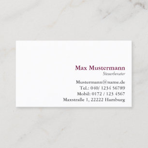 Cartão De Visita einfache Steuerberater Visitenkarte