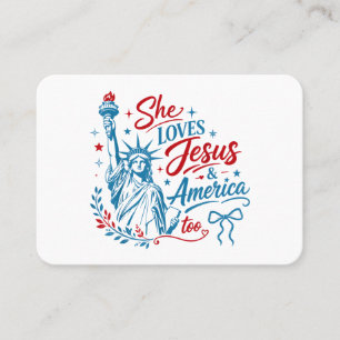 Cartão De Visita Ela Ama Jesus e a América Também 4 de Julho Cristo