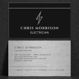 Cartão De Visita Electrician Black Silver Metallic Contractor
