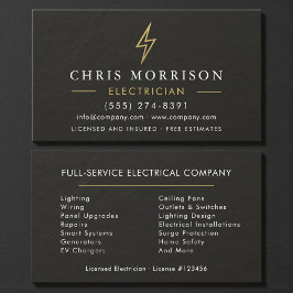 Cartão De Visita Electrician Electric Black Gold Slate Stone