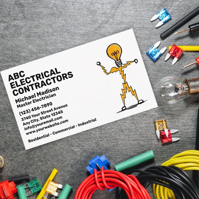 Cartão De Visita Electrician | Electrical Contractor (Criador carregado)
