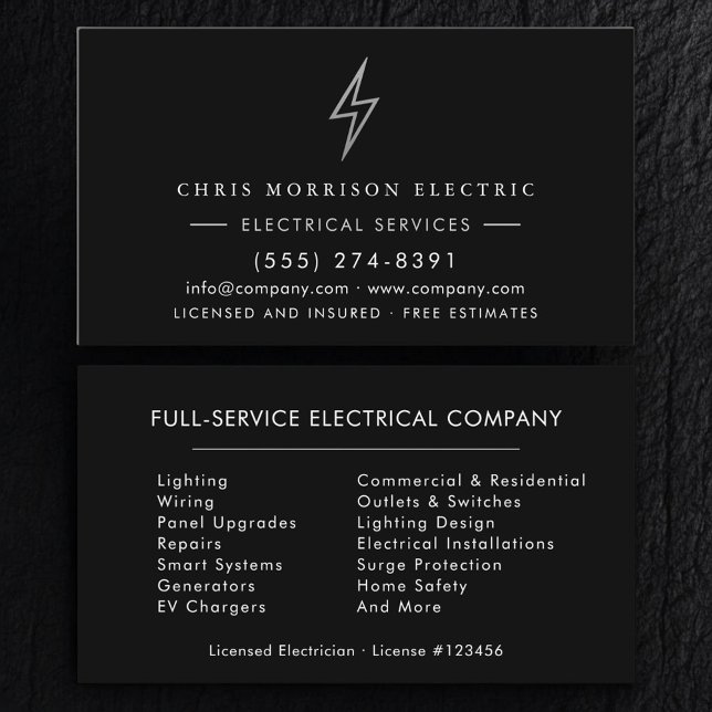 Cartão De Visita Electrician – Modern Electric Company (Criador carregado)