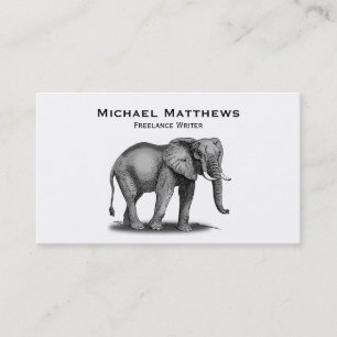 Cartão De Visita Elefante africano branco preto personalizado