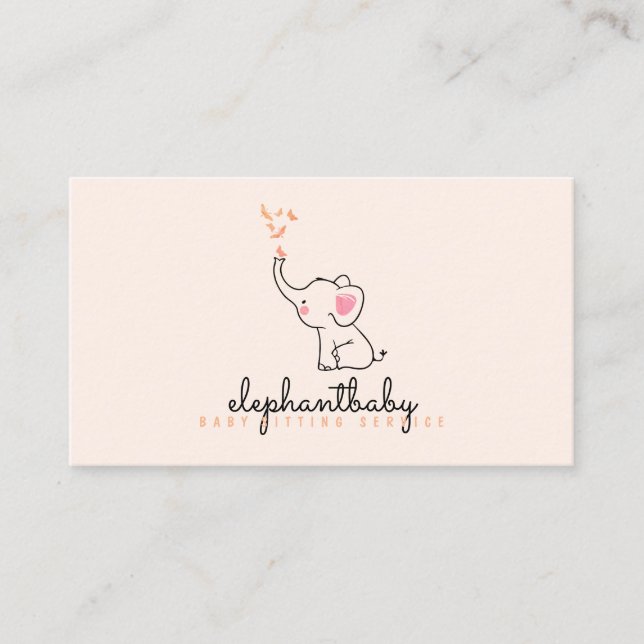 Cartão De Visita Elefante Borboletas Nose (Frente)