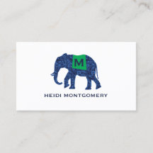 Elefante Padrão Azul com Monograma