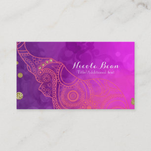 Cartão De Visita Elefante Roxo Rosa Laranja & Ouro Personalizado Ch