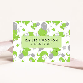 Cartão De Visita Elefantes Verdes, Kids Play Center, Centro de Ativ