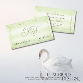 Cartão De Visita Elegance Pastel Green com Ouros e Monograma